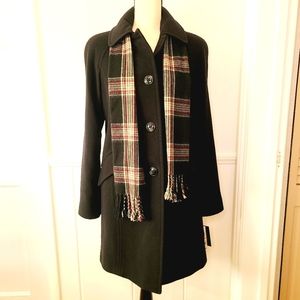 NWT London Fog Trench Coat Jacket with Removable Scarf Black Size Small